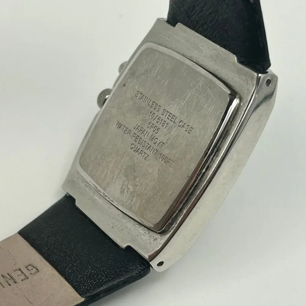 Anne Klein Steel Silver Black Leather Women’s Watch, 29mm Working New Battery